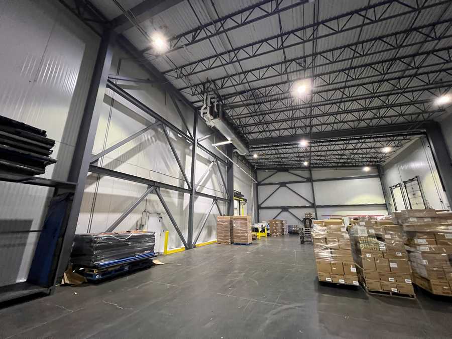 inside large warehouse