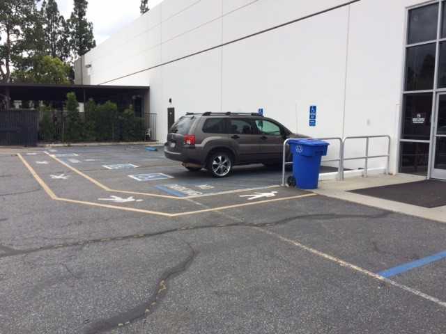 parking lot with pedestrian lane